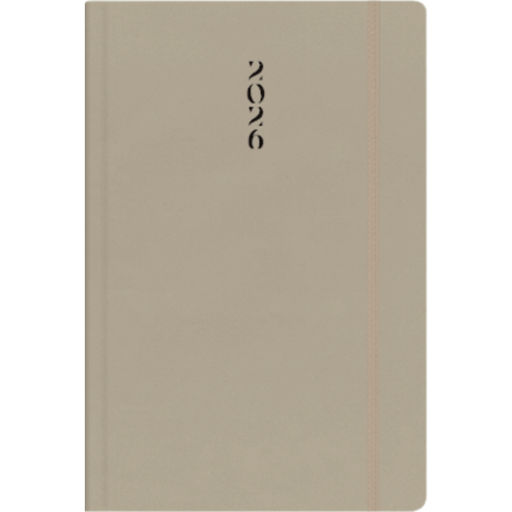 Ημερολόγιο ημερήσιο The Writing Fields All Times 320 17x24cm 2026 με λάστιχο ημιεύκαμπτo εξώφυλλο από ματ δερματίνη μπεζ