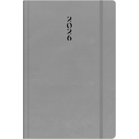 Ημερολόγιο ημερήσιο The Writing Fields All Times 320 17x24cm 2026 με λάστιχο ημιεύκαμπτo εξώφυλλο από ματ δερματίνη γκρι