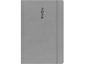 Ημερολόγιο ημερήσιο The Writing Fields All Times 320 14x21cm 2026 με λάστιχο ημιεύκαμπτo εξώφυλλο από ματ δερματίνη γκρι