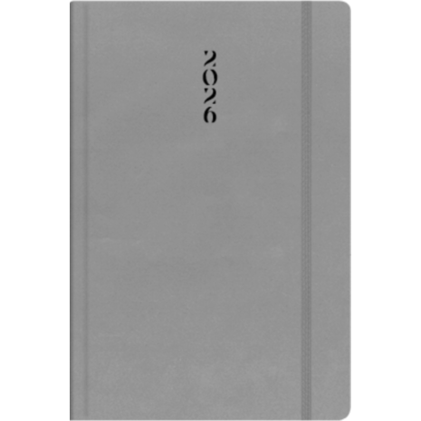 Ημερολόγιο ημερήσιο The Writing Fields All Times 320 14x21cm 2026 με λάστιχο ημιεύκαμπτo εξώφυλλο από ματ δερματίνη γκρι