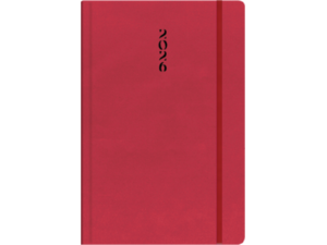 Ημερολόγιο ημερήσιο The Writing Fields All Times 320 14x21cm 2026 με λάστιχο ημιεύκαμπτo εξώφυλλο από ματ δερματίνη κόκκινο