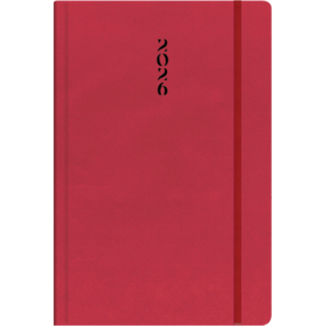 Ημερολόγιο ημερήσιο The Writing Fields All Times 320 14x21cm 2026 με λάστιχο ημιεύκαμπτo εξώφυλλο από ματ δερματίνη κόκκινο