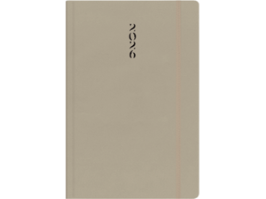 Ημερολόγιο ημερήσιο The Writing Fields All Times 320 14x21cm 2026 με λάστιχο ημιεύκαμπτo εξώφυλλο από ματ δερματίνη μπεζ