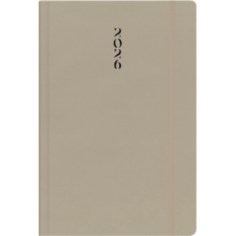 Ημερολόγιο ημερήσιο The Writing Fields All Times 320 14x21cm 2026 με λάστιχο ημιεύκαμπτo εξώφυλλο από ματ δερματίνη μπεζ