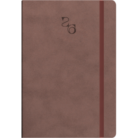 Ημερολόγιο ημερήσιο με λάστιχο soft εξώφυλλο γαζί στην ράχη TWF Waves 5100 2026 13,8x20εκ Μπορντό