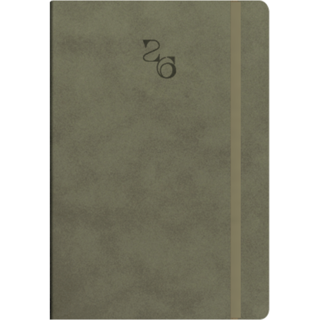 Ημερολόγιο ημερήσιο με λάστιχο soft εξώφυλλο γαζί στην ράχη TWF Waves 5100 2026 13,8x20εκ Μπεζ