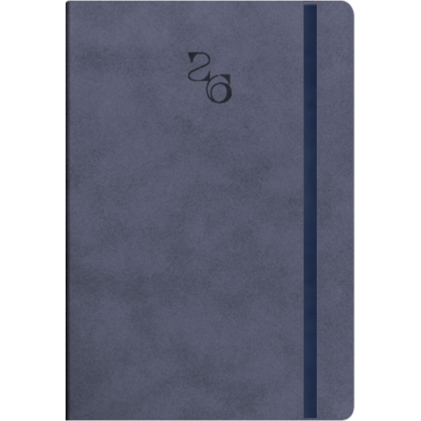 Ημερολόγιο ημερήσιο με λάστιχο soft εξώφυλλο γαζί στην ράχη TWF Waves 5100 2026 13,8x20εκ Μπλε