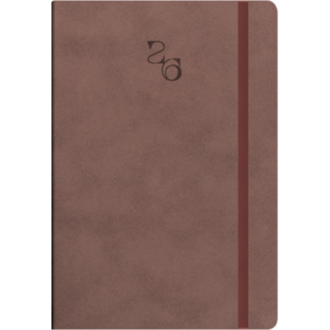 Ημερολόγιο ημερήσιο με λάστιχο soft εξώφυλλο γαζί στην ράχη TWF Waves 5100 2026 16,6x23,8εκ Μπορντό