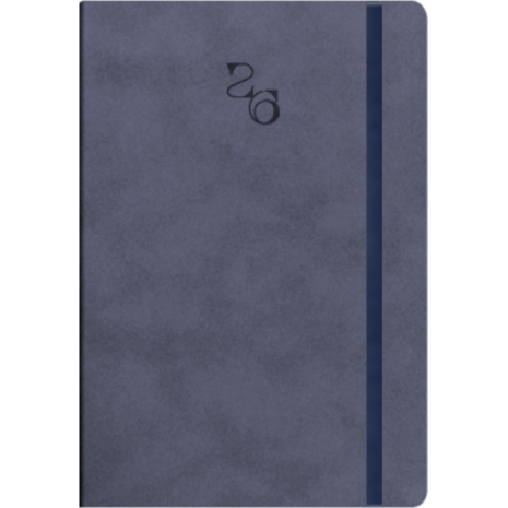 Ημερολόγιο ημερήσιο με λάστιχο soft εξώφυλλο γαζί στην ράχη TWF Waves 5100 2026 16,6x23,8εκ Μπλε