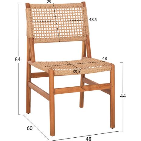 ΚΑΡΕΚΛΑ ΤΡΑΠΕΖΑΡΙΑΣ DINIZ HM6554 ΞΥΛΟ TEAK ΦΥΣΙΚΟ--ΣΥΝΘ.ΣΧΟΙΝΙ 48x60x84Υεκ.