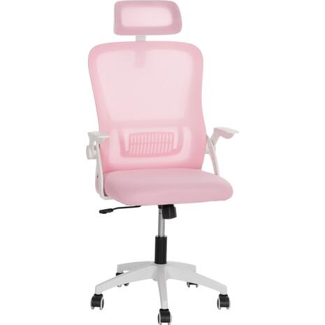 ΚΑΡΕΚΛΑ ΓΡΑΦΕΙΟΥ BLAZER HM1205.04 ΡΟΖ MESH-ΛΕΥΚΟΣ ΣΚΕΛΕΤΟΣ NYLON 60,5x47x85,5Υεκ.