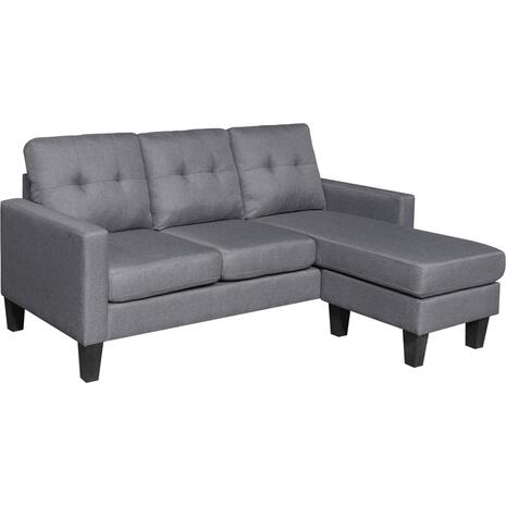 ΚΑΝΑΠΕΣ ΓΩΝΙΑ ΑΝΑΣΤΡΕΨΙΜΗ MEGGY HM3297.01 ΓΚΡΙ ΥΦΑΣΜΑ 184,5x129x86Yεκ.