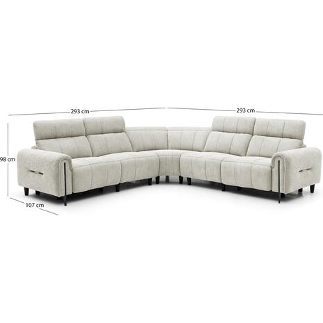 ΓΩΝΙΑΚΟΣ ΚΑΝΑΠΕΣ ΜΕ RECLINE ORACLE HM3290.02 ΜΠΕΖ ΥΦΑΣΜΑ 260x260x90(κάθισμα)x94Υεκ.