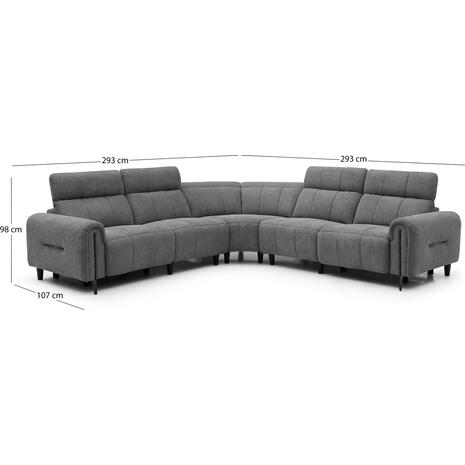 ΓΩΝΙΑΚΟΣ ΚΑΝΑΠΕΣ ΜΕ RECLINE ORACLE HM3290.01 ΓΚΡΙ ΥΦΑΣΜΑ 260x260x90(κάθισμα)x94Υεκ.