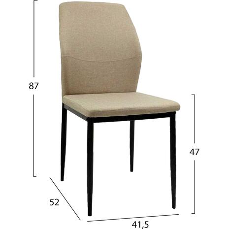 ΚΑΡΕΚΛΑ ΤΡΑΠΕΖΑΡΙΑΣ DIAZ HM18346.04 ΜΠΕΖ ΥΦΑΣΜΑ-ΜΕΤΑΛΛΙΚΑ ΠΟΔΙΑ ΜΑΥΡΑ 41,5x52x87Υεκ. (σετ 4 τεμαχίων)