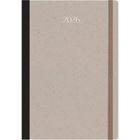 Ημερήσιο Ημερολόγιο Linardatos Organic_D 2026 εύκαμπτο 360° εξώφυλλο λινόδετο με λάστιχο 17x24cm 62264_D Κακάο