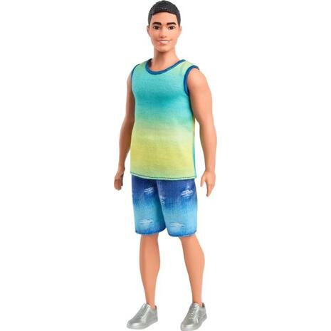 Ken Κούκλα Barbie Fashionistas με Ombre Αμάνικο Jean Shorts Μαύρα Μαλλιά (HYV00)