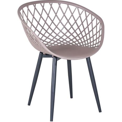 REX Πολυθρόνα-Pro Μέταλλο Βαφή Μαύρο, PP-UV Sand Beige (Ε373,3W)