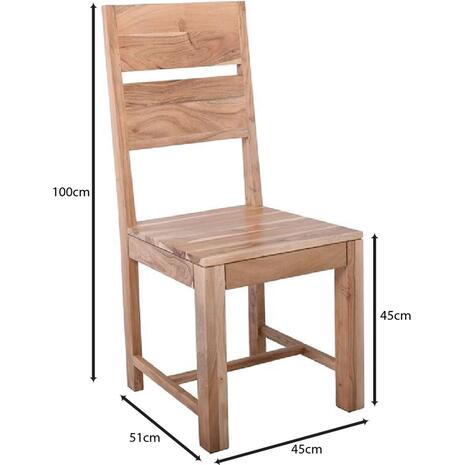 LIZARD MAX Καρέκλα Τραπεζαρίας Ξύλο Ακακία Φυσικό (σετ 2 τεμαχίων) (ΕΑ7093)