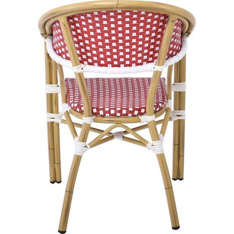 PARIS Πολυθρόνα Bistro Αλουμίνιο Φυσικό, Wicker Άσπρο - Κόκκινο, Στοιβαζόμενη (Ε258,4)
