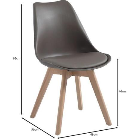 MARTIN Καρέκλα Τραπεζαρίας Κουζίνας, Ξύλο, PP Sand Beige, Αμοντάριστη Ταπετσαρία (σετ 4 τεμαχίων) (ΕΜ136,901)