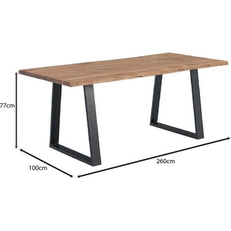 LIZARD Τραπέζι Τραπεζαρίας, Μέταλλο Βαφή Μαύρο, Ξύλο Ακακία Φυσικό (ΕΑ7111)