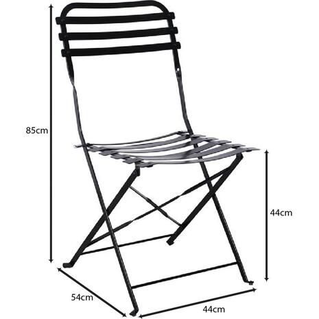 ΖΑΠΠΕΙΟΥ Καρέκλα Κήπου - Βεράντας, Πτυσσόμενη, Μέταλλο Βαφή Μαύρο (σετ 2 τεμαχίων) (Ε517,7W)