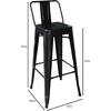 RELIX Σκαμπό Bar με Πλάτη, Μέταλλο Βαφή Μαύρο (Ε5199,1W)