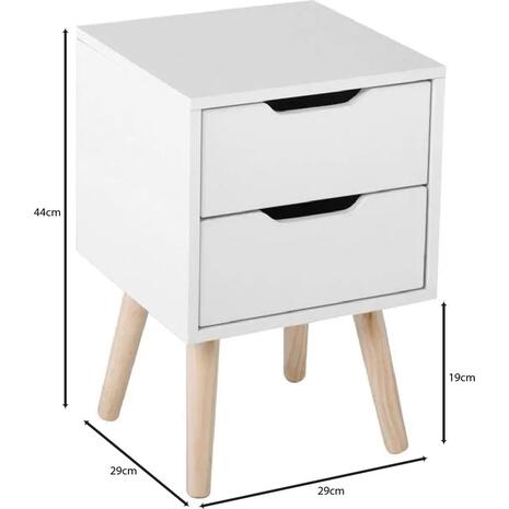 ALINA Κομοδίνο Απόχρωση  Άσπρο - Πόδι Φυσικό (Ε745,31)