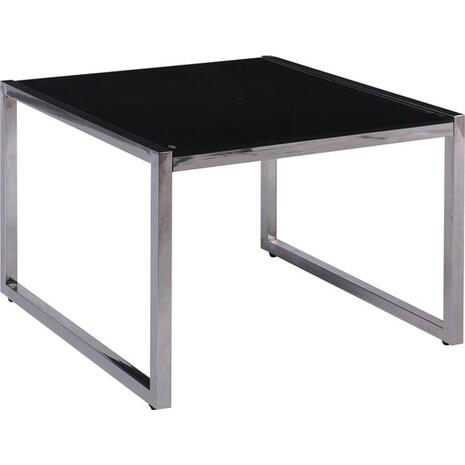ACTION Τραπεζάκι Σαλονιού - Καθιστικού Inox - Μαυρό Γυαλί 8mm (ΕΜ747,1)