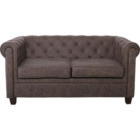 CHESTERFIELD Newport Kαναπές 2Θέσιος Σαλονιού -Καθιστικού, Ύφασμα Antique Look Καφέ (Ε9420,23)