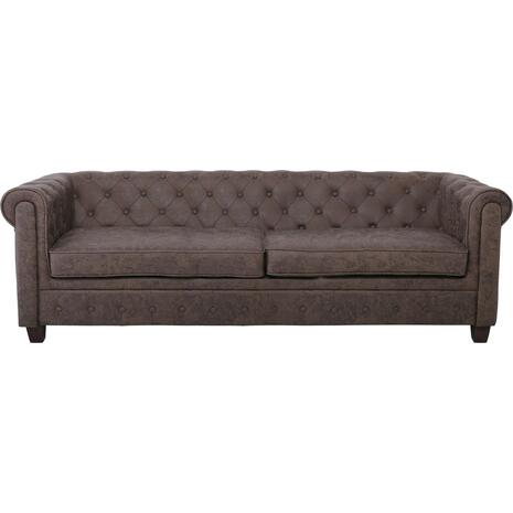 CHESTERFIELD Newport Kαναπές 3Θέσιος Σαλονιού - Καθιστικού, Ύφασμα Antique Look Καφέ (Ε9420,33)