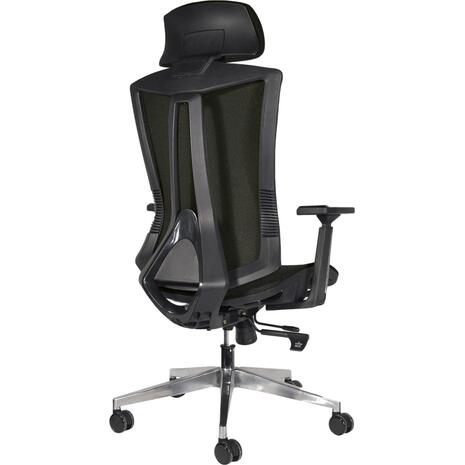 BF9600 Πολυθρόνα Γραφείου Διευθυντή, Βάση Αλουμινίου, Ύφασμα Μαύρο (ΕΟ589,1)