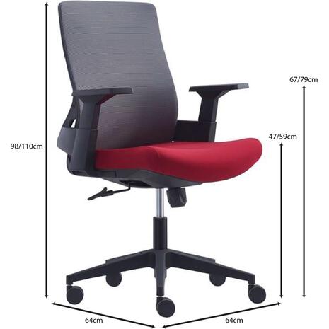 BF8950 Πολυθρόνα Γραφείου Mesh Γκρι, Ύφασμα  Μπορντώ (ΕΟ529,20)