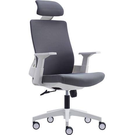 BF8900 Πολυθρόνα Γραφείου Διευθυντή, Άσπρο - Γκρι, Mesh Γκρι, Ύφασμα Γκρι (ΕΟ528,30)