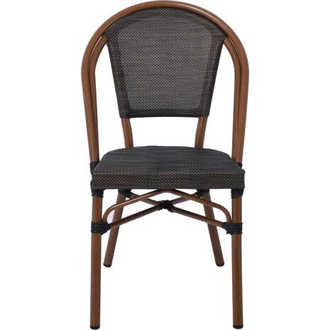 COSTA Καρέκλα Dining Αλουμινίου, Απόχρωση Καρυδί Textilene Μαύρο (Ε288)