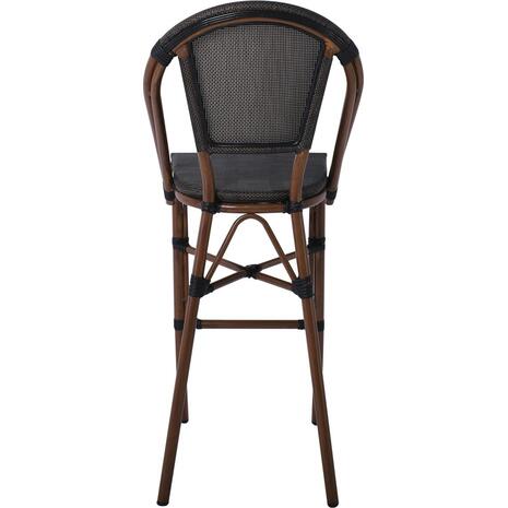 COSTA Σκαμπό BAR με Πλάτη, Αλουμίνιο Απόχρωση Καρυδί, Textilene Μαύρο (Ε289)