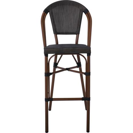 COSTA Σκαμπό BAR με Πλάτη, Αλουμίνιο Απόχρωση Καρυδί, Textilene Μαύρο (Ε289)