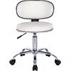 GLORY Σκαμπό με Πλάτη, Χρώμιο PU Άσπρο, Τροχήλατο, Ρύθμιση Ύψους, Περιστρεφόμενο (σετ 2 τεμαχίων) (ΕΜ404,1)