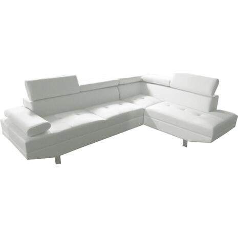 SECTOR Καναπές Σαλονιού Αριστερή Γωνία, Ανακλινόμενα Κεφαλάρια, Pu Άσπρο (Ε989,5L)