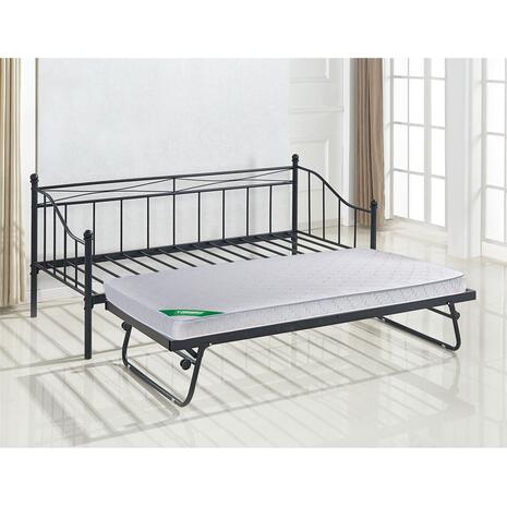 MARIN Set: Daybed (για στρώμα 90x190) + Βοηθητικό Κρεβάτι με Στρώμα 185x85 Μέταλλο Μαύρο (Ε8043,11)