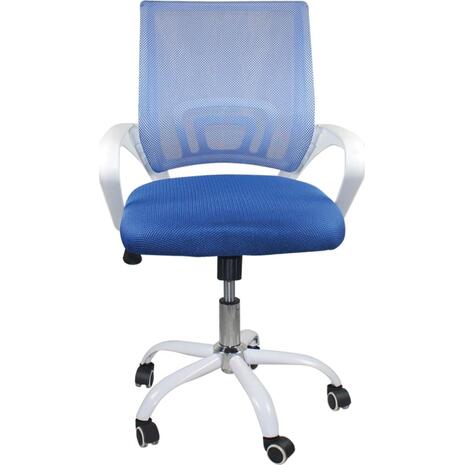 BF2101-SW Πολυθρόνα Γραφείου με Ανάκλιση Άσπρο - Mesh Μπλε (ΕΟ254,3SW) (Μπλε)