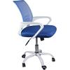 BF2101-SW Πολυθρόνα Γραφείου με Ανάκλιση Άσπρο - Mesh Μπλε (ΕΟ254,3SW) (Μπλε)