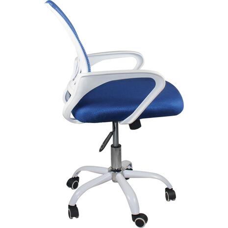 BF2101-SW Πολυθρόνα Γραφείου με Ανάκλιση Άσπρο - Mesh Μπλε (ΕΟ254,3SW) (Μπλε)