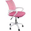 BF2101-SW Πολυθρόνα Γραφείου με Ανάκλιση Άσπρο - Mesh Ροζ (ΕΟ254,7SW) (Ροζ)