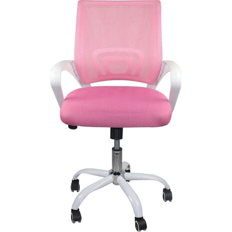 BF2101-SW Πολυθρόνα Γραφείου με Ανάκλιση Άσπρο - Mesh Ροζ (ΕΟ254,7SW) (Ροζ)