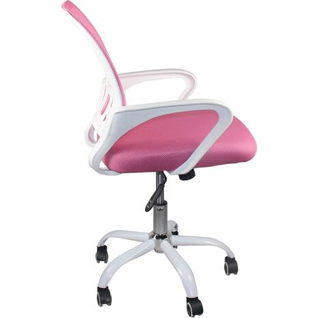 BF2101-SW Πολυθρόνα Γραφείου με Ανάκλιση Άσπρο - Mesh Ροζ (ΕΟ254,7SW) (Ροζ)