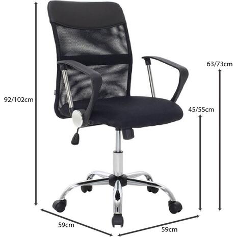 BF2401 Πολυθρόνα Γραφείου Βάση Χρώμιο, Ύφασμα & Mesh Απόχρωση Μαύρο (ΕΟ610,1) (Μαύρο)