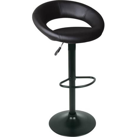 BELT Σκαμπό BAR με Πλάτη, Μέταλλο Βαφή Μαύρο, PU Μαύρο, Ρύθμιση Ύψους, Περιστρεφόμενο (σετ 2 τεμαχίων) (ΕΜ204,3Μ)