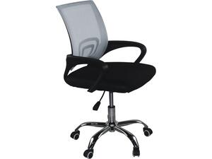 BF2101-F Πολυθρόνα Γραφείου χωρίς Ανάκλιση, Μέταλλο Χρώμιο Mesh Γκρι - Μαύρο (ΕΟ254,1FC1)